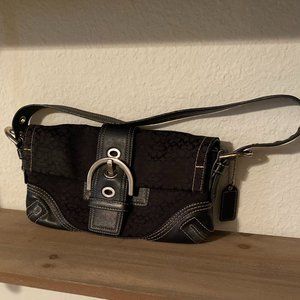 Beautiful Black Coach Purse with Silver Accents